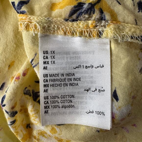 Karen Scott 1X-Large Top Floral Swiss Dots Button-Up 3/4 Sleeves Lightweight - Picture 8 of 9